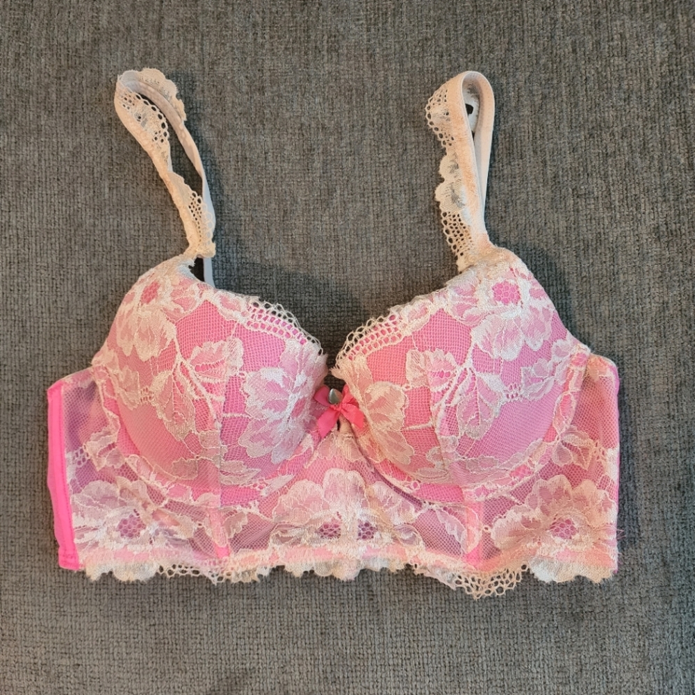 Victoria's Secret Dream Angels Longline Lace Demi Bra in Timeless Pink